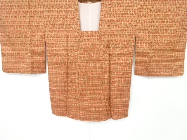 JAPANESE KIMONO / VINTAGE MICHIYUKI COAT / SILK / WOVEN GEOMETRIC